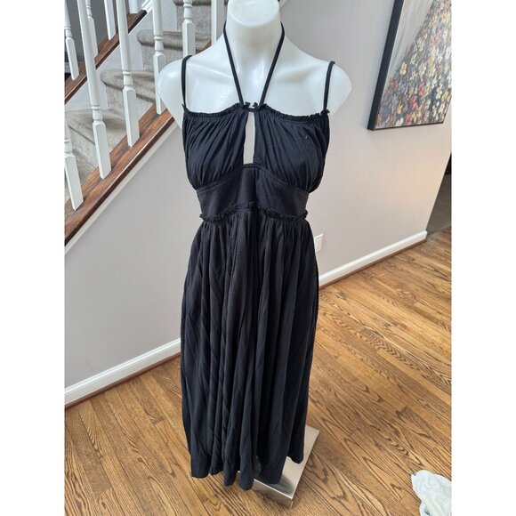 Ulla Johnson Freya Strappy Halter Neck Midi Dress Black Size 6 - Picture 3 of 5